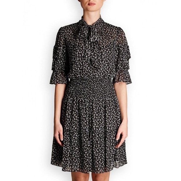 Rebecca Taylor silk blend cheetah print dress size